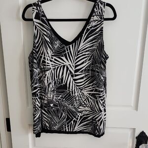 Black and White Palm Print Women's Top